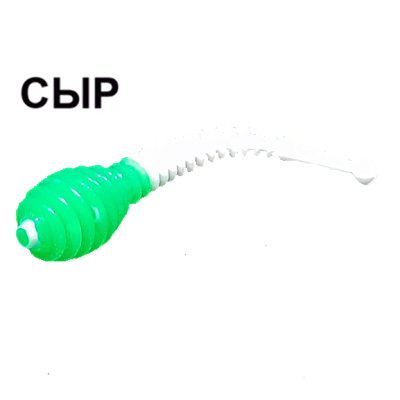 Силиконовая приманка Boroda Baits Antares Junior Double Color цв. Зелёный/Белый,  аттр. Сыр, 8 шт./уп.
