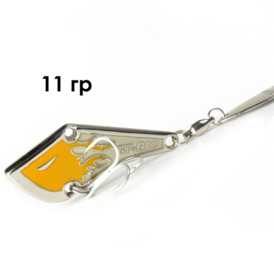 Блесна GT-BIO Fire KK-Glow 11гр, серебро+жёлтый  GT-32T