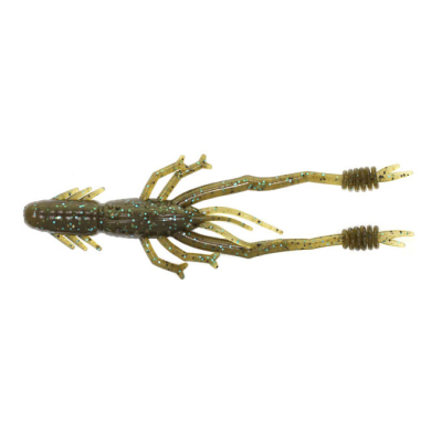 Силиконовая приманка Креветка Reins Ring Shrimp 4" (в уп. 8 шт.) цв. #005-Green PumpkinBlue