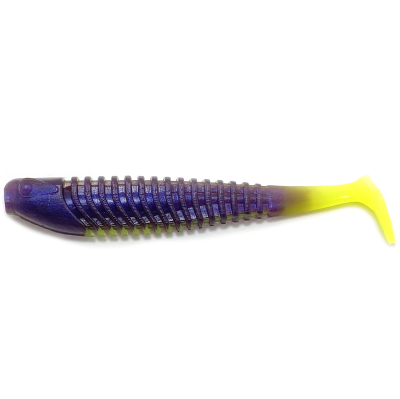 Силиконовая приманка Boroda Baits Yakudza 110 mm ФИОЛЕТОВЫЙ ПЕРЛАМУТР/ЛИМОН (Violet pearl/Lemon)