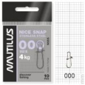 Застежка Nautilus Nice Snap stainless steel size # 000 тест 4кг