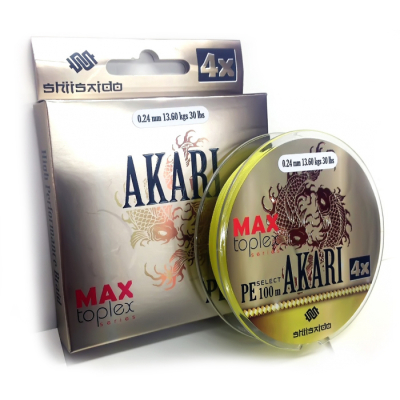 Шнур плетеный Shii Saido Akari 4X, L-150 м, d-0,06 мм, test-1,82 кг, yellow