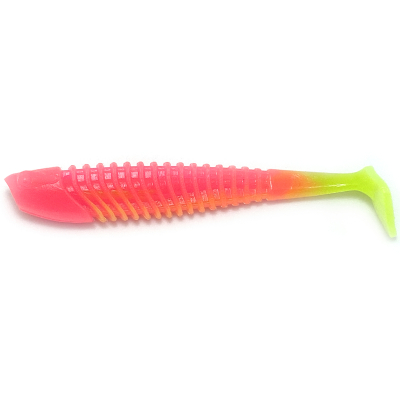 Силиконовая приманка Boroda Baits Yakudza 85 mm ЯРКО-РОЗОВЫЙ/ШАРТРЕЗ (Acid Pink/Chartreuse)