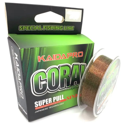 Леска Kaida Coral хамелеон смешанный цвет зеленый с коричневым 100м 0,25мм 5,3kg