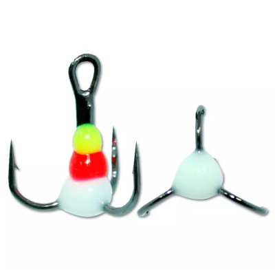 Крючок Тройник "Капля" Vido Craft №6, цвет 08 желто-крас.+люм., VD-092C (BN), 10 шт/уп