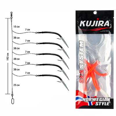 Снасточка морская Akara/Kujira Paternoster Gummi Eel SP008 H5 №5/0 Lumo-Red