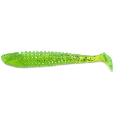 Силиконовая приманка Boroda Baits Yakudza 110 mm "ЖАБЬЯ ИКРА" (Fluo Chartreuse Black Flakes)
