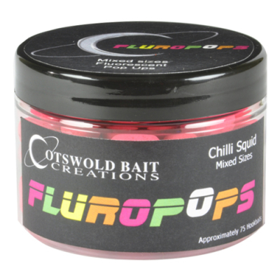 Бойлы плавающие Cotswold Baits Fluoropops Chilli Squid Pink 10mm, 15mm & Dumbells 150ml CB0421 (кальмар с перцем)