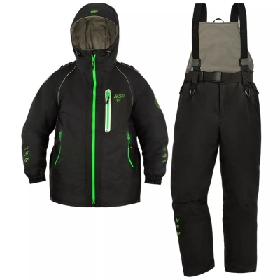 Костюм мужской демисезонный ХСН "Wild river" -10, hardguard, черный (зеленые молнии) (56-58/182)