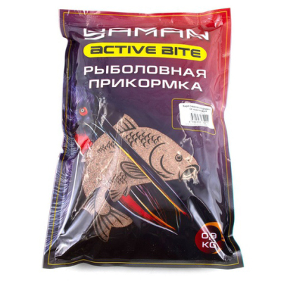 Прикормка Yaman Active Bite Сазан (малина), цв. красный, 900 гр.