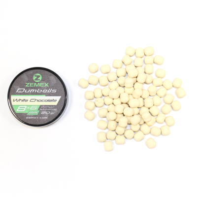 Бойлы плавающие ZEMEX Pop-Ups Dumbells White Chocolate, 8х6 мм, 20 гр