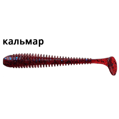 Силиконовая приманка Crazy Fish Vibro Worm 4'' 75-100-73-6 кальмар цв. blue ruby (синий рубин)