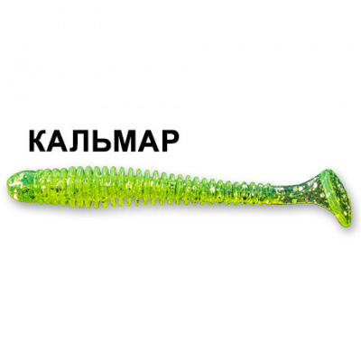 Силиконовая приманка Crazy Fish Vibro Worm 3,4" 12-85-54-6 кальмар цв. green acid (зеленая кислота)