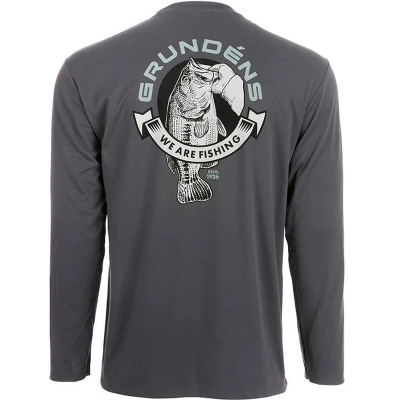 Футболка Grundens Tech Tee LS Shirt, Bass Print Anchor, L