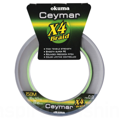 Шнур плетеный Okuma Ceymar X4 #1.5 18lb 0.205mm 150m Yellow