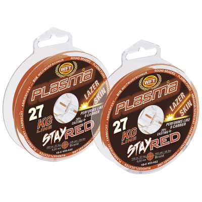 Шнур плетеный WFT Plasma Stay Red Lazer Skin 150m 18KG 0,14 (1D-C 653-014)