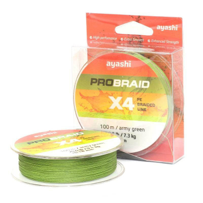 Плетенный шнур Ayashi Pro Braid-X4 Army Green 100m d-0,16mm