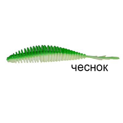 Мягкая приманка MF_pro Ribs swim 3.15" - 8см. белый-зеленый Чеснок
