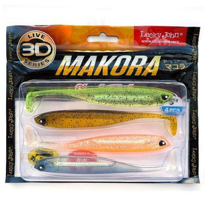Виброхвосты Lucky John 3D Series Makora Shad Tail 5.0" цв. 001 MIX1 4шт.