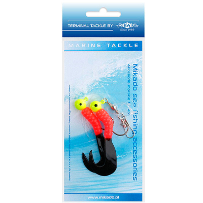 Система поводков на треску Mikado Pilk Twist Jighead Rig (2 x 6g,/5.5cm, крючки №1/0) (LS-A005-2X6Y-03)