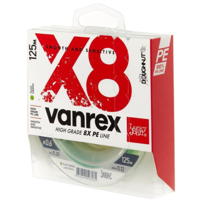 Леска плетеная Lucky John Vanrex х8 Braid Fluo Green 125/016