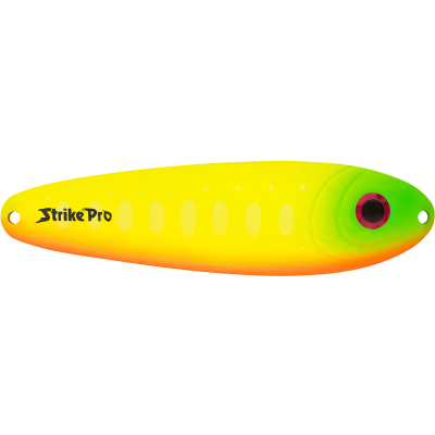 Блесна колеблющаяся Strike Pro Buster Spoon 140, 140 мм, 45 гр, Тройник, цвет: A178S Lemon Mat Tiger
