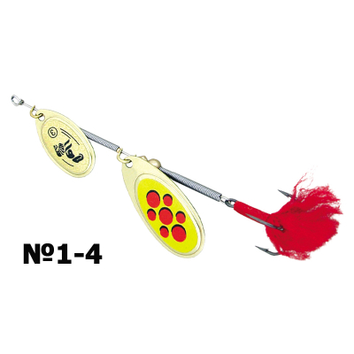 Блесна LAV-MD Spinner Universal Duo (№1-4) / Brass/Brass Yellow Red Dots / Art. 5220014