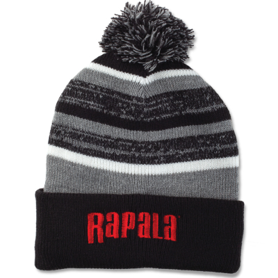 Шапка Rapala с помпоном - черная с красным логотипом (RAPBEANIE4)