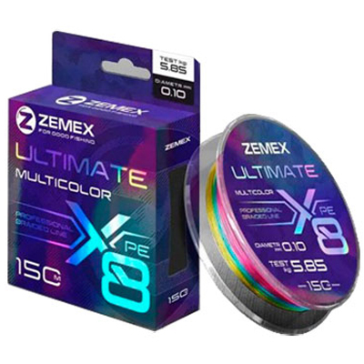 Плетёный шнур Zemex Ultimate X8 150m, d 0.18 mm, multicolor