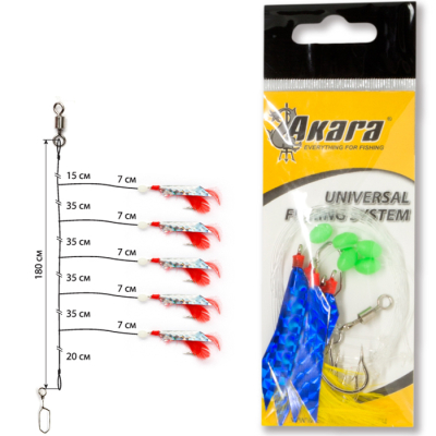 Снасточка морская Akara/Kujira Makrelen Herig System SP13 H5 №5/0 Blue