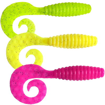 Силиконовая приманка МикроDжиг Curly Grab 2.0" 50мм цвет Грин Шартрез+Шартрез+Барби