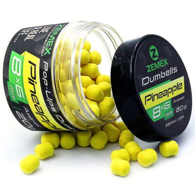 Бойлы плавающие ZEMEX Pop-Ups Dumbells Pineapple, 8х6 мм, 20 гр