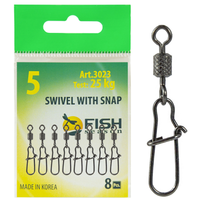 Вертлюжок с накаткой и застежкой Nice, №6 (18 кг), (упак. 8 шт)