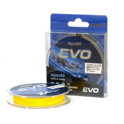 Плетеный шнур Ayashi Evo-X4 Yellow 150m d-0,132mm