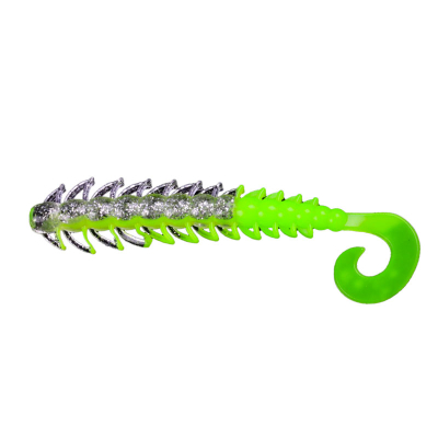 Силиконовая приманка Тула Сколопендра 2 цв. 017 серебро зеленый хв. (uv)
