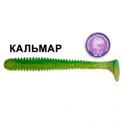 Силиконовая приманка Crazy Fish Vibro Worm 3,4" 13-85-7d-6 кальмар цв. lime-chart (лайм-шартрес)