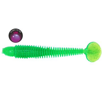 Силиконовая приманка виброхвост RuBaits Long Bomb Ribster - RBBR120Gr04 - Зеленое яблоко УФ