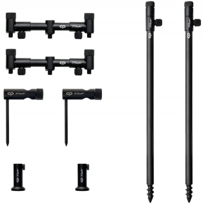 Набор стоек с буз-барами Carp Pro Rondel для 2-х удилищ алюминий black в сумке (CPRRSK2)