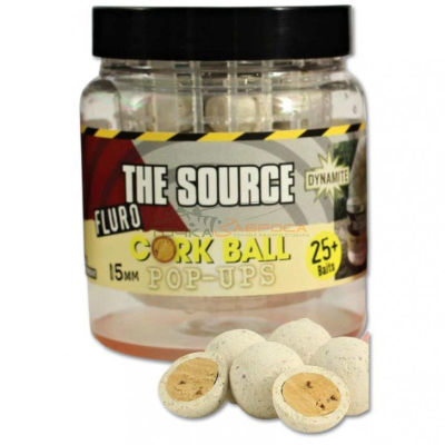 Бойлы плавающие Dynamite Baits 15 мм. The Source Fluro Cork Ball White (DY940)