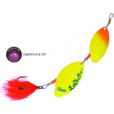 Блесна вращающаяся Mepps Tandem Pike, OR/Chartreuse/SILVER