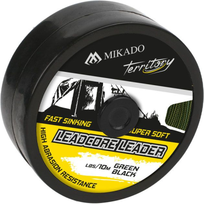 Лидкор со свинцовым сердечником Mikado Territory Leadcore Leader (45LB, 10м ) чёрно-зелёный (AMC-LL45B/G)