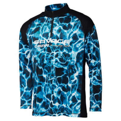Футболка Savage Gear Marine UV Tee Long Sleeve Sea Blue T-Shirt, длинный рукав р.S, арт.73664