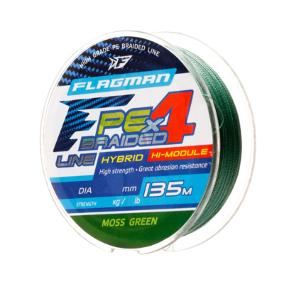 Шнур Flagman PE Hybrid F4 135m Moss Green 0,14mm. 7,7кг/17lb