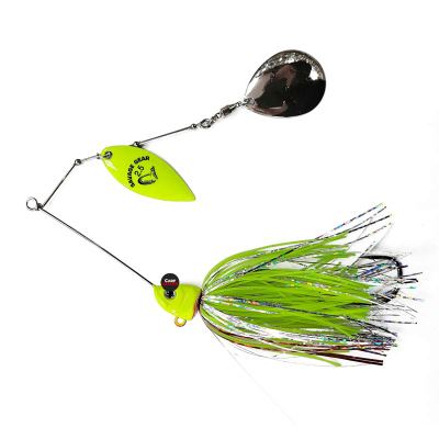 Спиннербейт Savage Gear Da-Bush Spinnerbait 140 Sinking цв. Yellow Silver Holo Flame Fluo