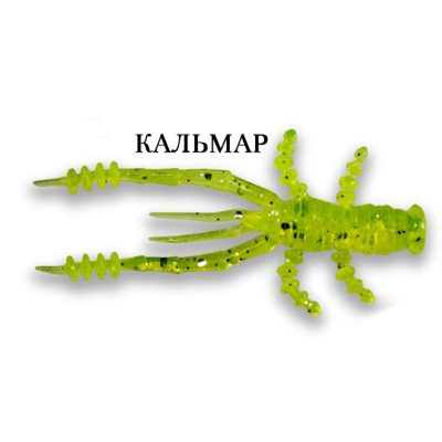 Силиконовая приманка Crazy Fish Crayfish 3" 34-75-54-6 кальмар цв. green acid (зеленая кислота)
