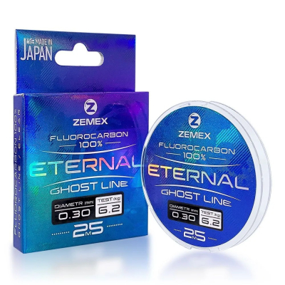 Леска флюорокарбон Zemex Eternal 100% Fluorocarbon 25m, d 0.40 mm, 10.5 kg, clear