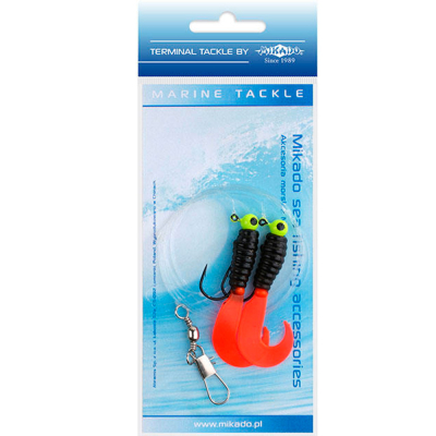 Система поводков на треску Mikado Pilk Twist Jighead Rig (2 x 3g,/5.5cm, крючки №1) (LS-A005-2X3Y-04)