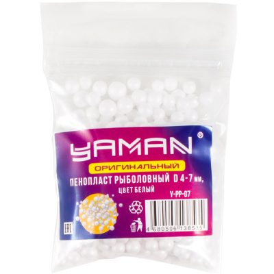 Пенопласт рыболовный Yaman Чеснок, d 4-7 мм, цв. белый (уп. 250 шт)