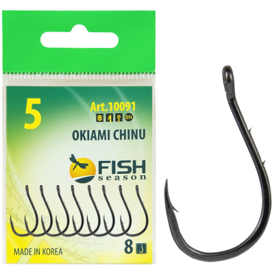Крючок Fish Season Okiami Chinu-Ring-2BH №5 с ушком, покрытие BN (8 шт)