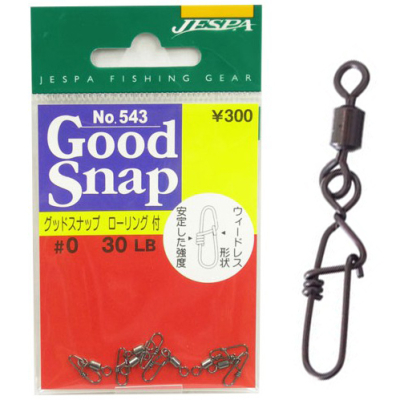 Вертлюжок с застёжкой Jespa No.543 Good Snap 30lb., #0
